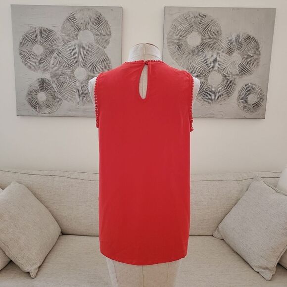 Halogen Lace Detail Crepe Top - size Small in Red/Orange - Picture 6 of 10